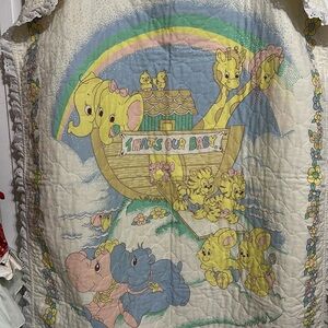 Vintage Baby Quilt with Animal Print